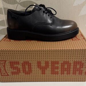 Camper Black Leather Lace-Up Oxford with Chunky Sole